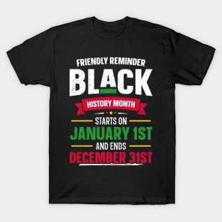 Friendly Reminder Black History Month All Year Long African Pride T-Shirt